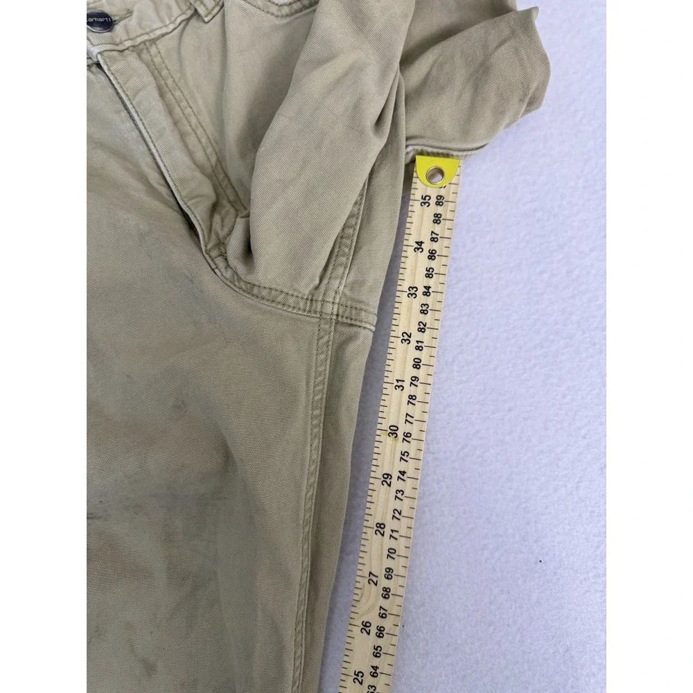 Carhartt Relaxed Fit Mens Pants 30x32 Khaki Tan Canvas‎ Workwear DISTRESSED